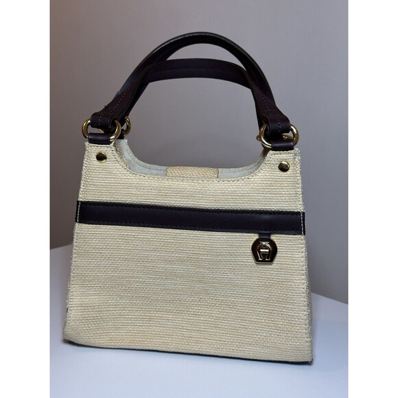 Vintage Etienne Aigner Handbag Paper Straw Handmade Trim Small Boho - Picture 1 of 16